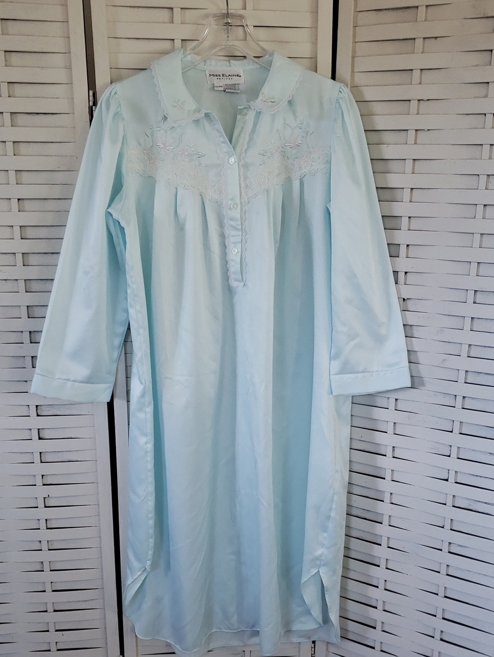 Miss Elaine Light Blue Embroidered Long Nightgown